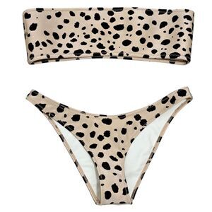 Triangl Kaya Bandeau Swimwear Two Piece Animal Print Cheetah Black Brown Small